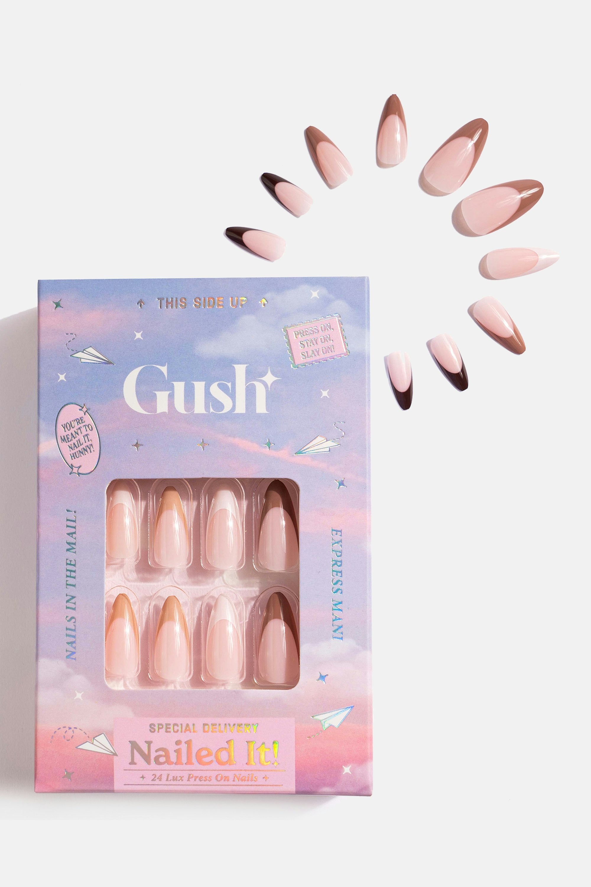 Press On Nail, Shades Of Brown - Long Almond