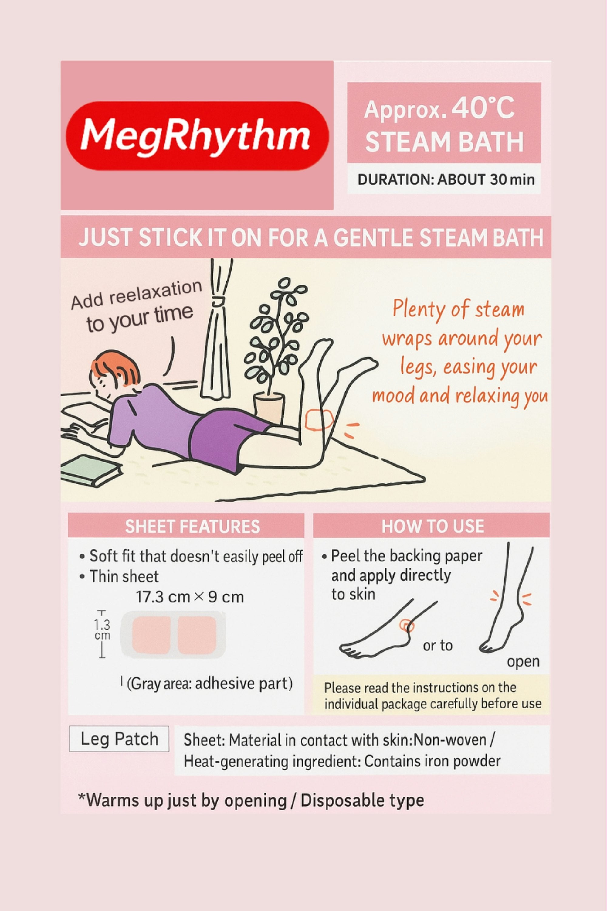 Megrhythm Steam Leg Patch Fragrance Free