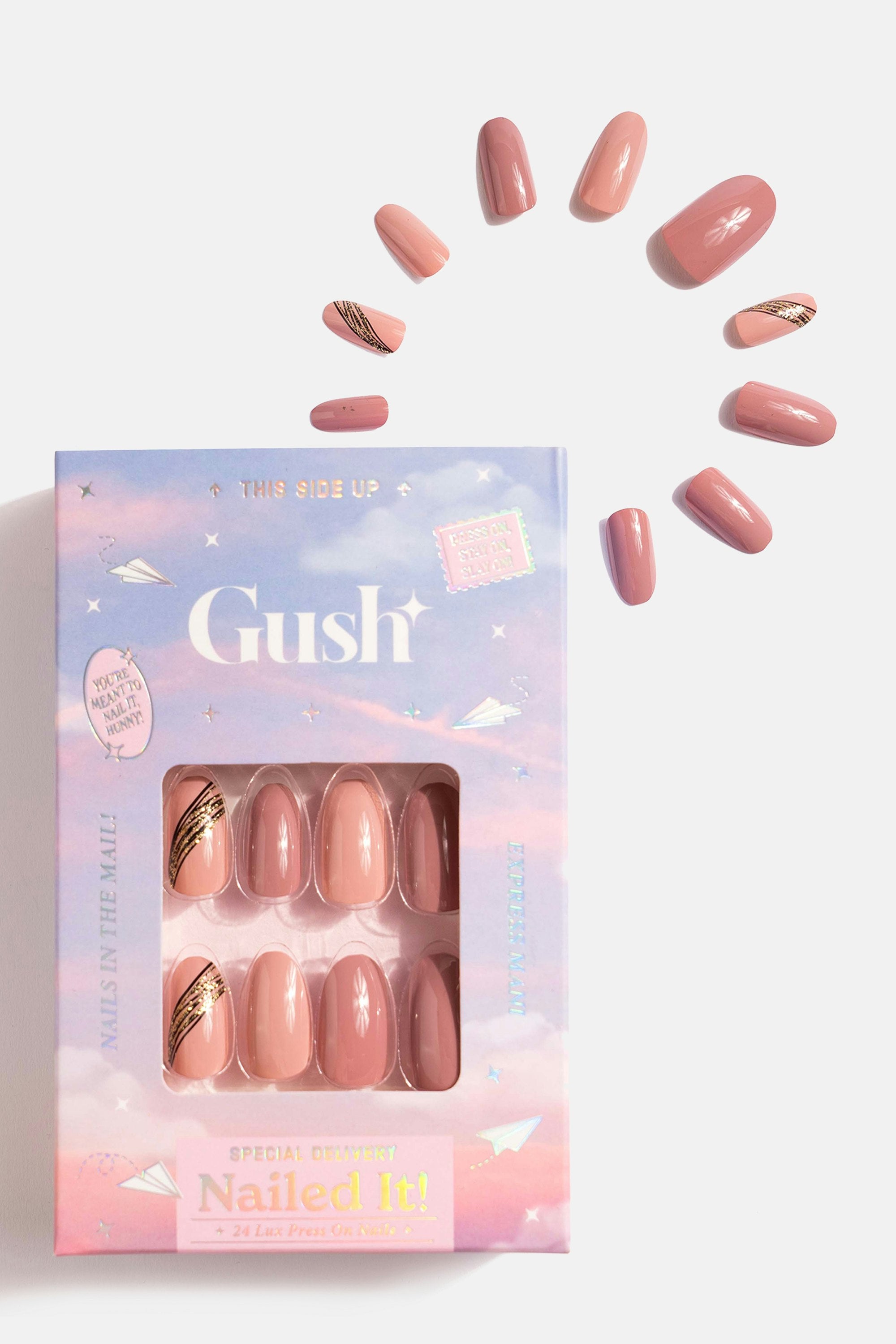 Press On Nail,Peony Pinks - Short Round